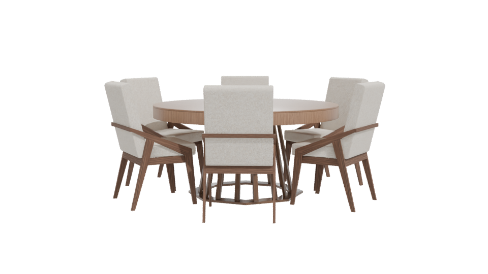 Stylish Round Dining Table Set - Professional 3D Model Render 11