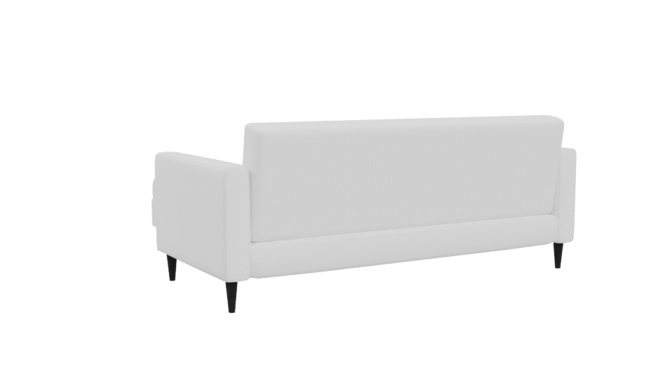 White Retro Sofa with Poufs 3D - Professional 3D Model Render 4