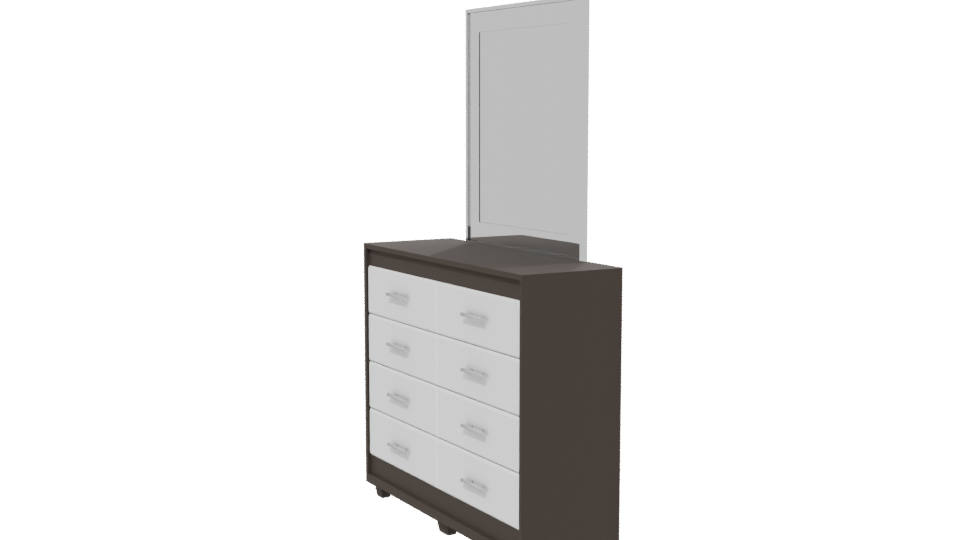 Eight Drawer Dresser and Mirror 3D - Professional 3D Model Render 13