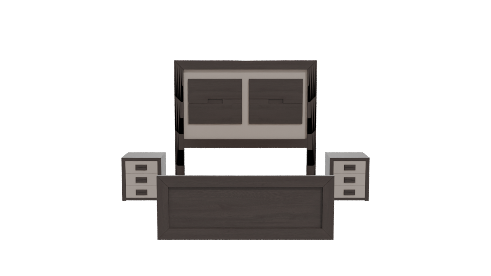 Stylish Wooden Bed with Nightstands 3D Model - Professional 3D Model Render 11
