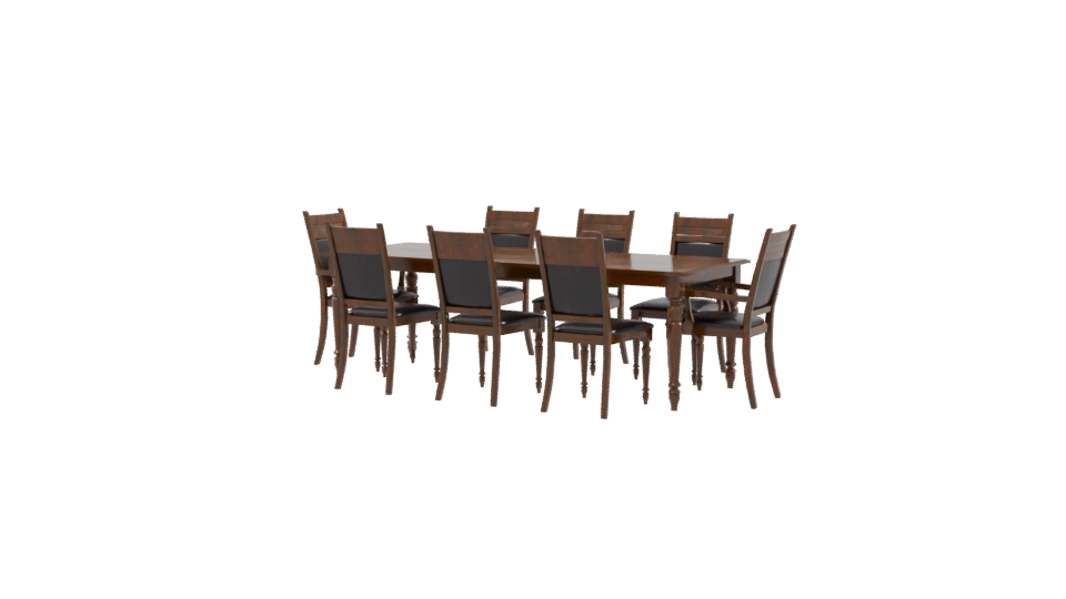 Elegant Wooden Dining Table Set 3D Model - Professional 3D Model Render 9