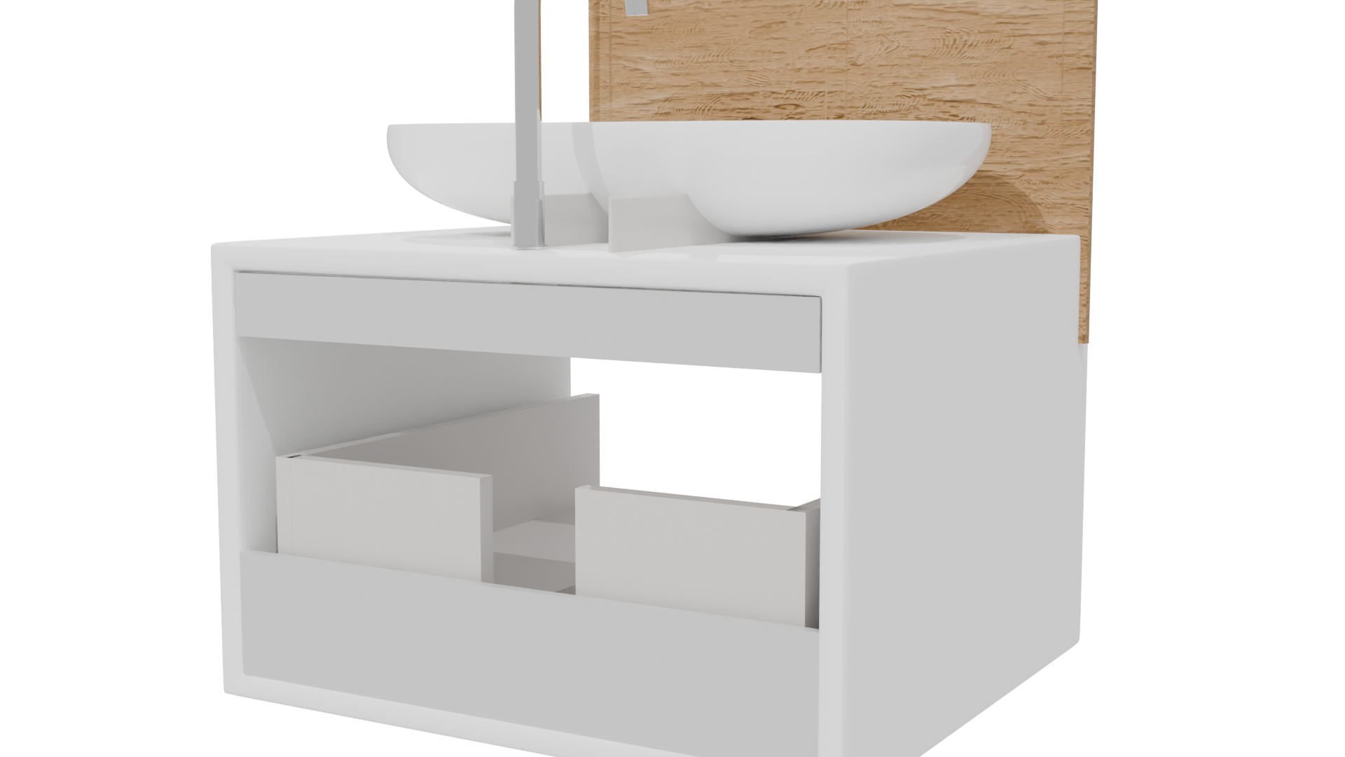 Minimalist Wooden Bathroom Sink - Professional 3D Model Render 6