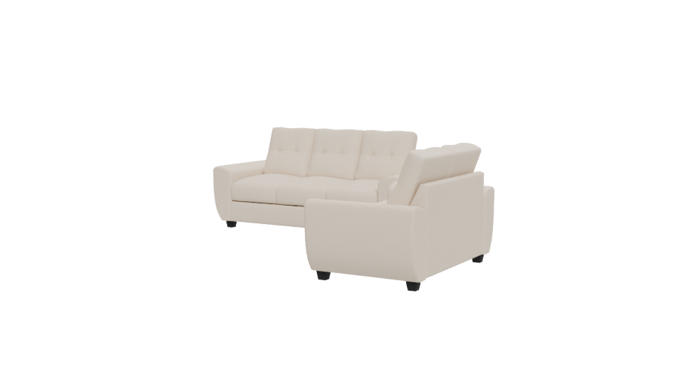 Contemporary Cream Leather Sofa Set 3D Model - Professional 3D Model Render 12