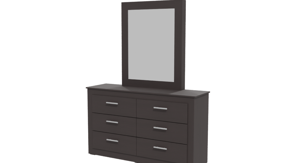 Elegant Wooden Dresser with Mirror - Professional 3D Model Render 12
