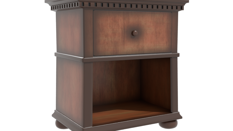 Vintage Wooden Nightstand Model - Professional 3D Model Render 10