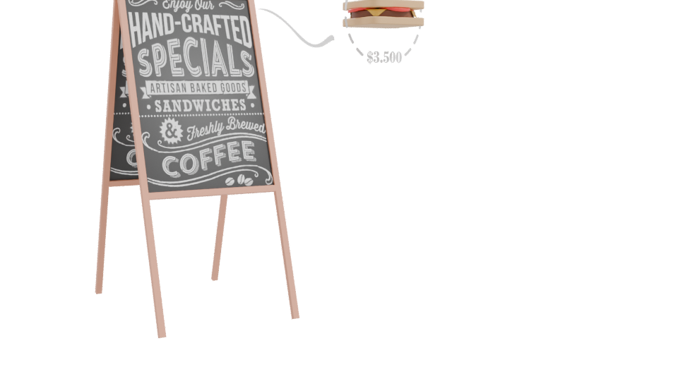 Chalkboard Menu Stand 3D Model - Professional 3D Model Render 10