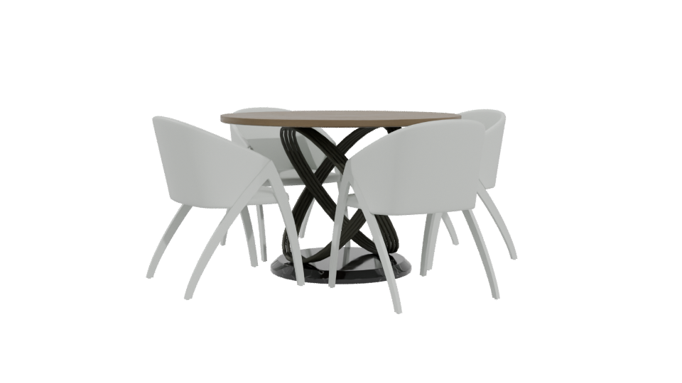 Modern Round Table Set 3D - Professional 3D Model Render 4