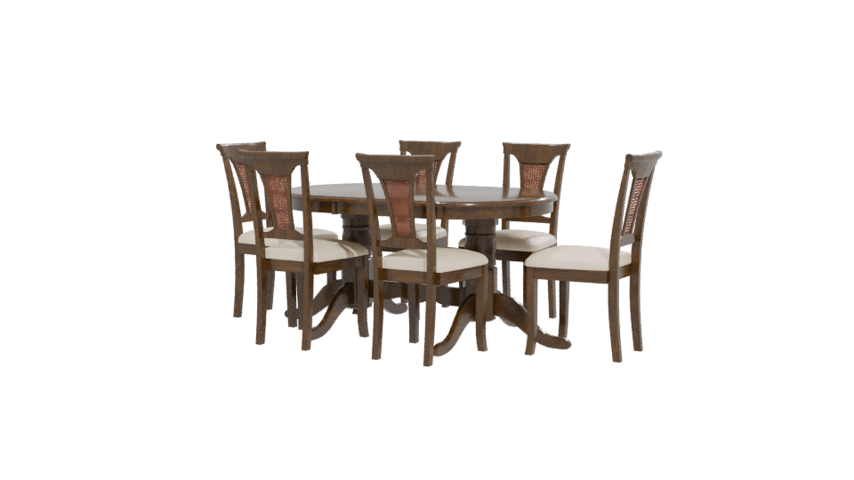 Elegant Wooden Dining Table Set 3D Model - Professional 3D Model Render 12