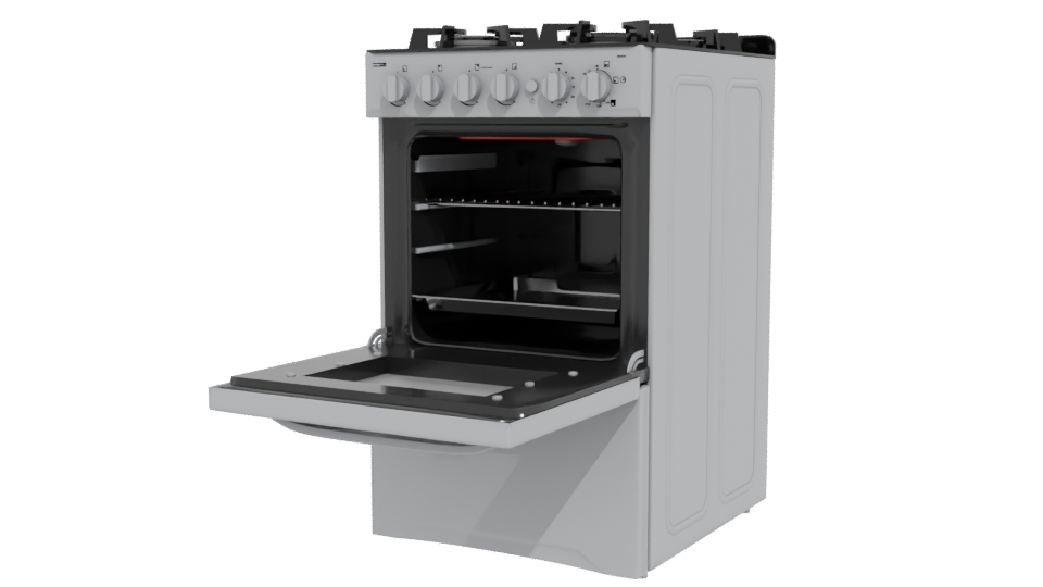 Sleek Stainless Steel Gas Range Oven 3D Model - Professional 3D Model Render 12