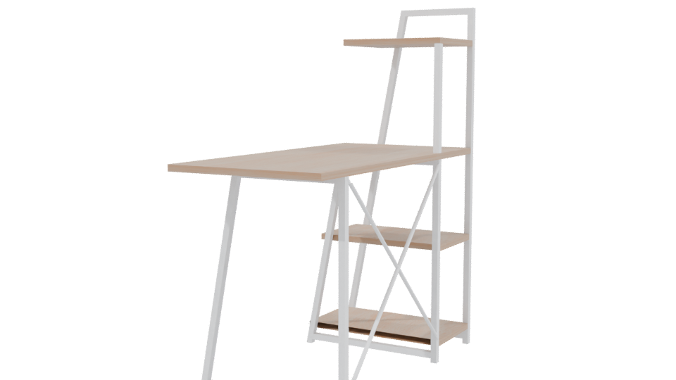 Minimalist Wood and Metal Office Desk 3D Model - Professional 3D Model Render 3