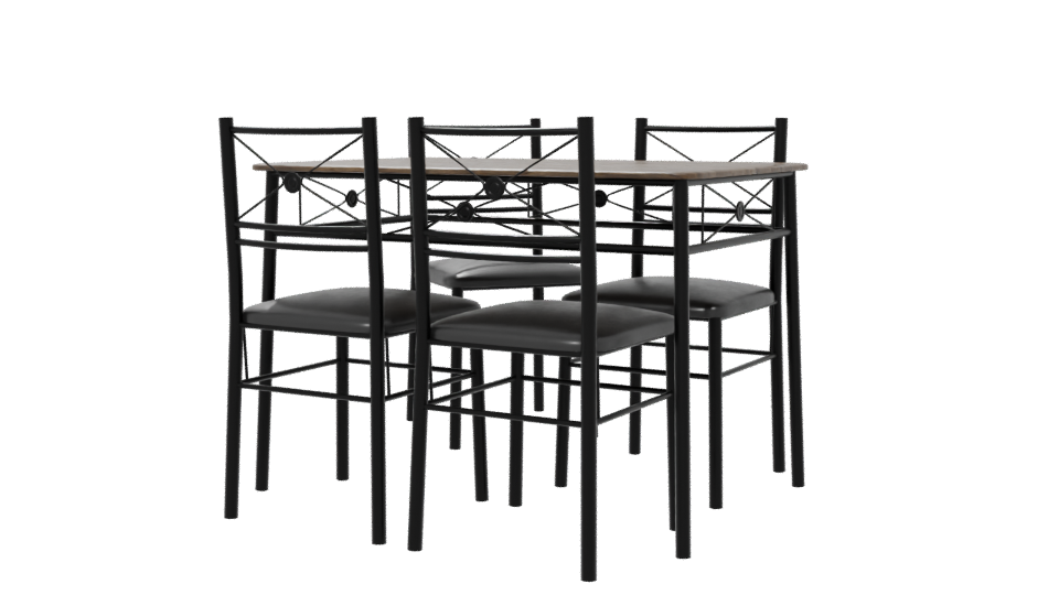 Stylish Wooden Dining Table Set - Professional 3D Model Render 6