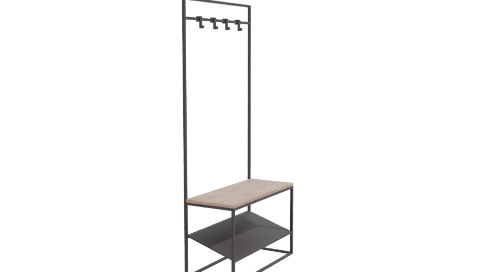 Industrial Coat Rack Bench 3D - Professional 3D Model Render 9