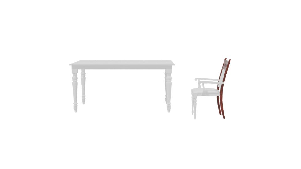 Elegant White Dining Table and Chair 3D Model - Professional 3D Model Render 2
