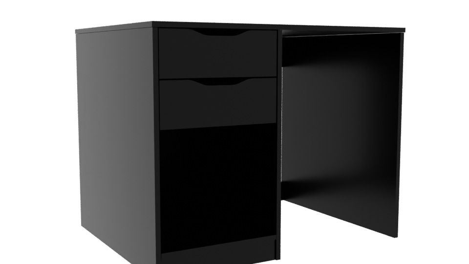 Minimalist Black Office Desk - Professional 3D Model Render 10