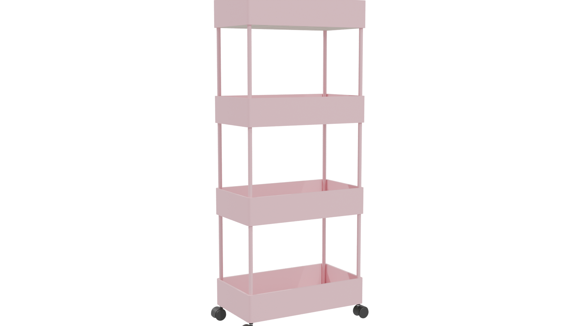 Pink 4-Tier Storage Cart 3D - Professional 3D Model Render 4