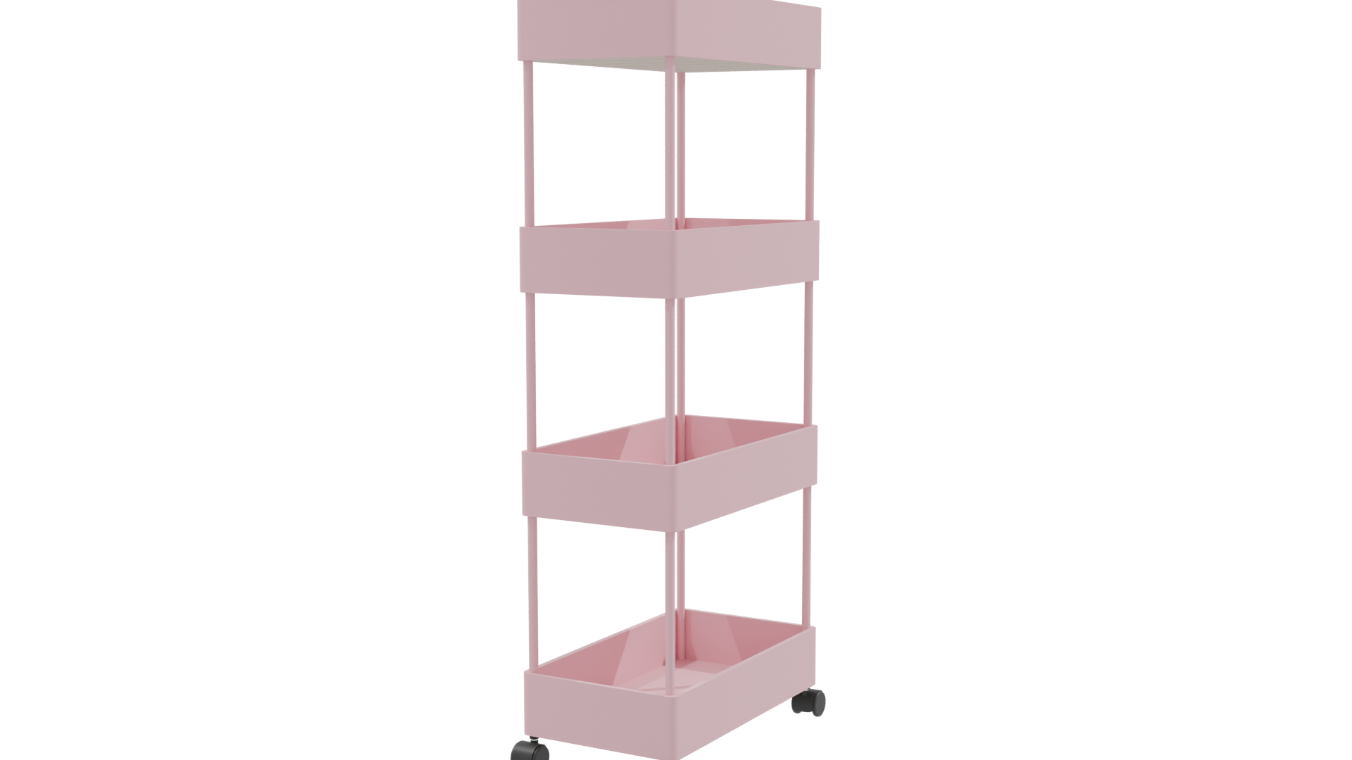 Pink 4-Tier Storage Cart 3D - Professional 3D Model Render 9