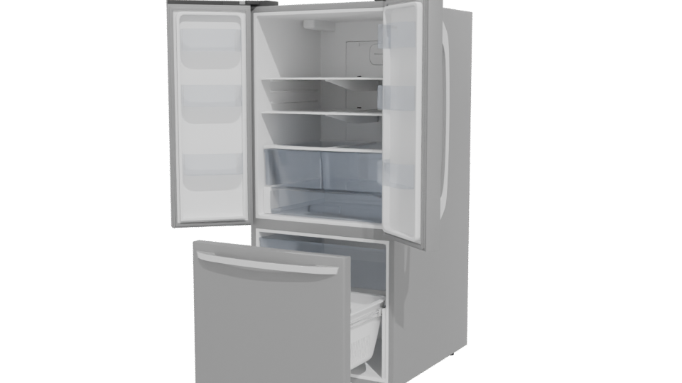 Modern French Door Refrigerator Model - Professional 3D Model Render 12