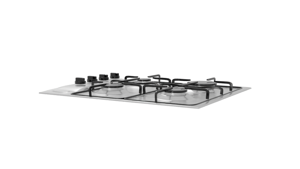 Modern Gas Cooktop 4 Burners 3D - Professional 3D Model Render 6