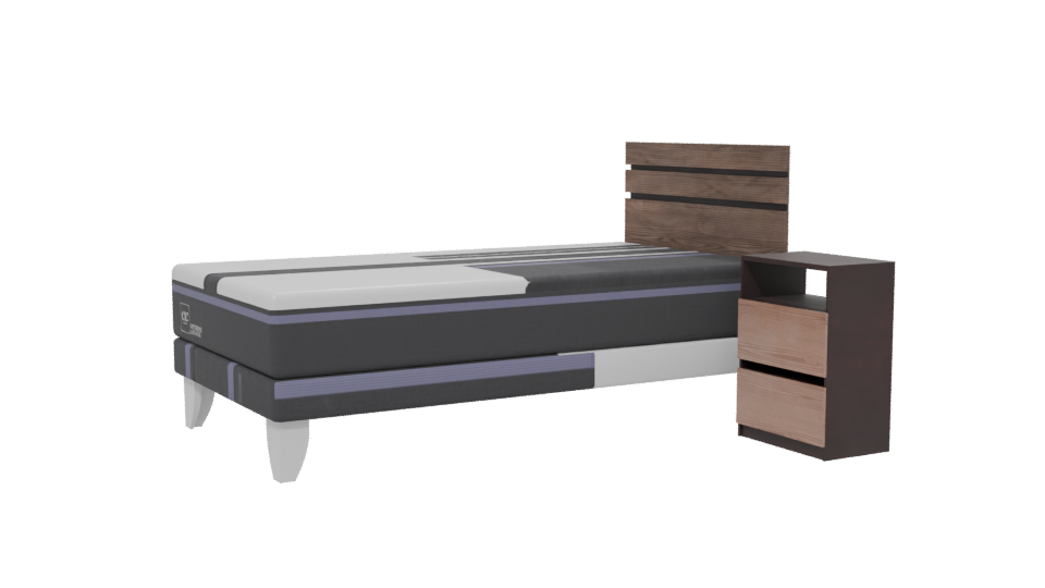 Minimalist Bed and Nightstand Set - Professional 3D Model Render 13