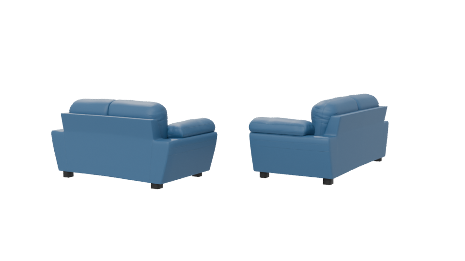 Stylish Blue Leather Couch Set - Professional 3D Model Render 6
