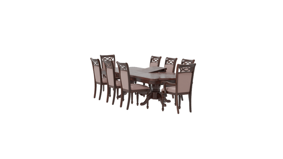 Classic Dining Table Set 3D Model - Professional 3D Model Render 7