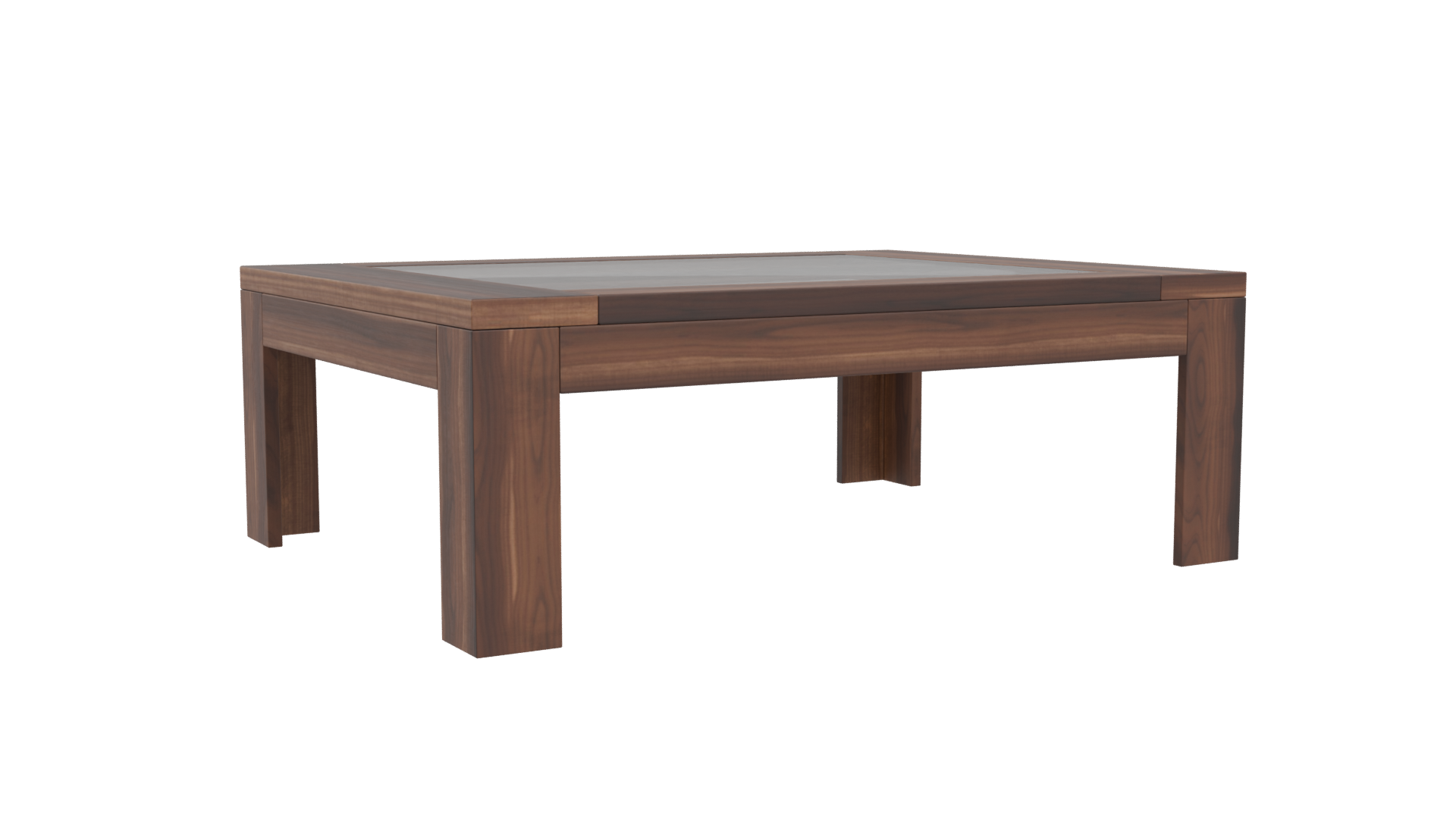 Elegant Glass Top Wooden Table - Professional 3D Model Render 4