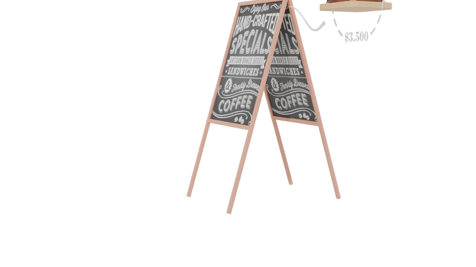 Chalkboard Menu Stand 3D Model - Professional 3D Model Render 13