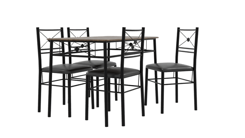 Stylish Wooden Dining Table Set - Professional 3D Model Render 9