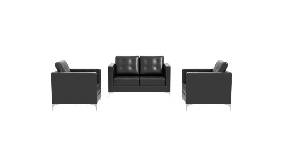 Contemporary Black Fabric Sofa Set 3D Model - Professional 3D Model Render 11