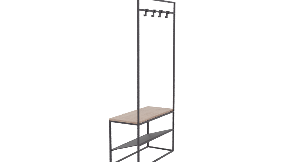Industrial Coat Rack Bench 3D - Professional 3D Model Render 3