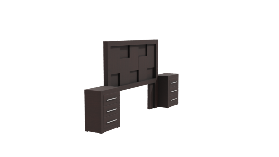 Stylish Wooden Bedroom Headboard with Nightstands 3D Model - Professional 3D Model Render 9