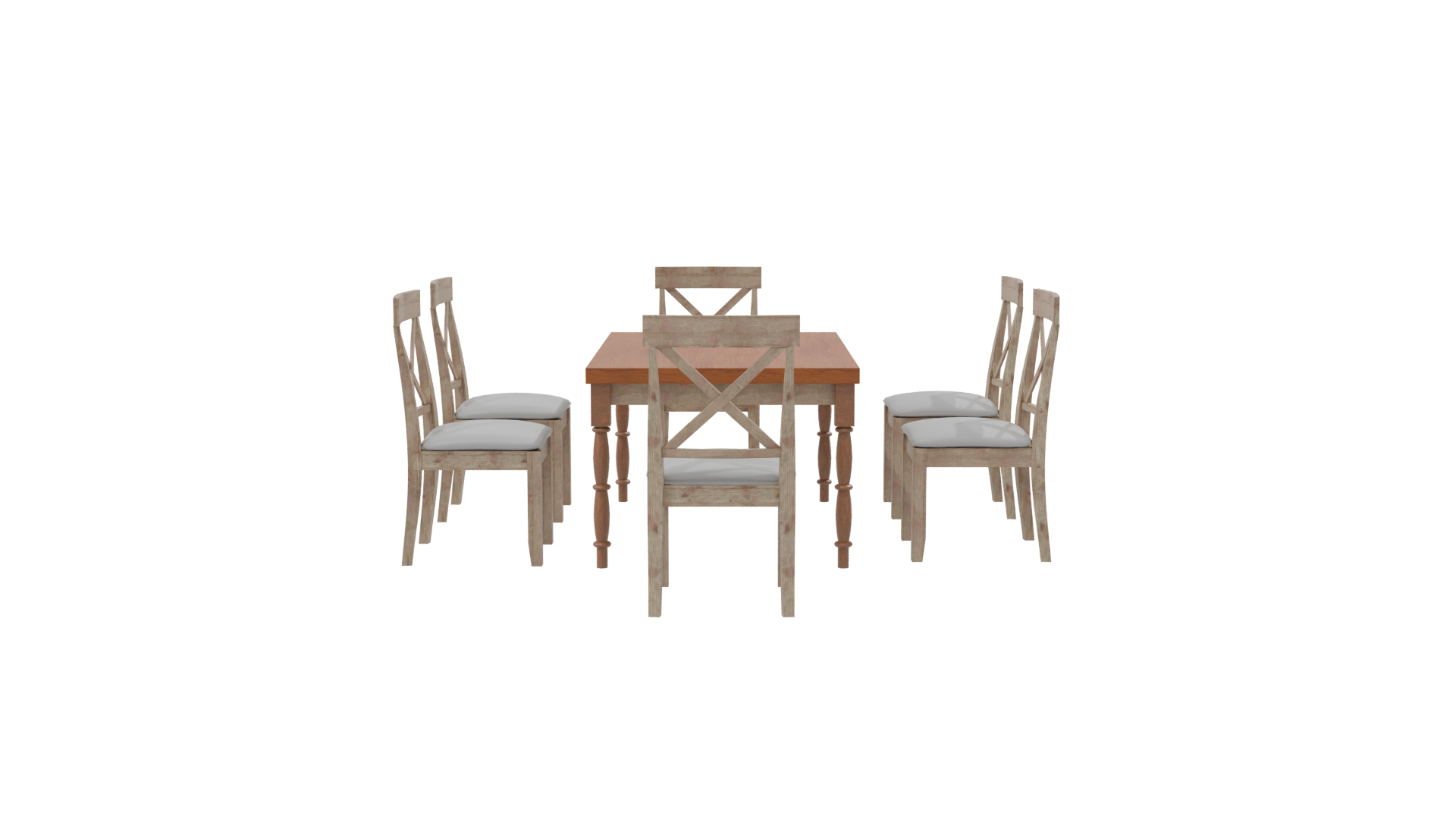 Rustic Wooden Dining Table Set - Professional 3D Model Render 8