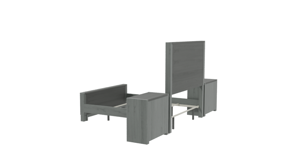 Stylish Modern Upholstered Bed Frame with Nightstands - Professional 3D Model Render 3