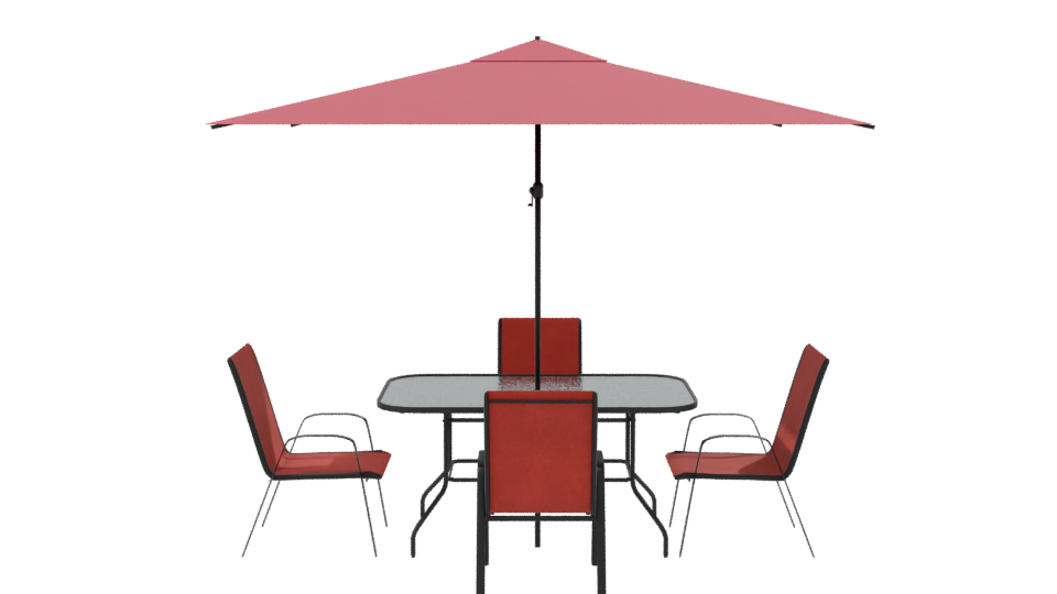 Stylish Outdoor Dining Set with Umbrella 3D Model - Professional 3D Model Render 8