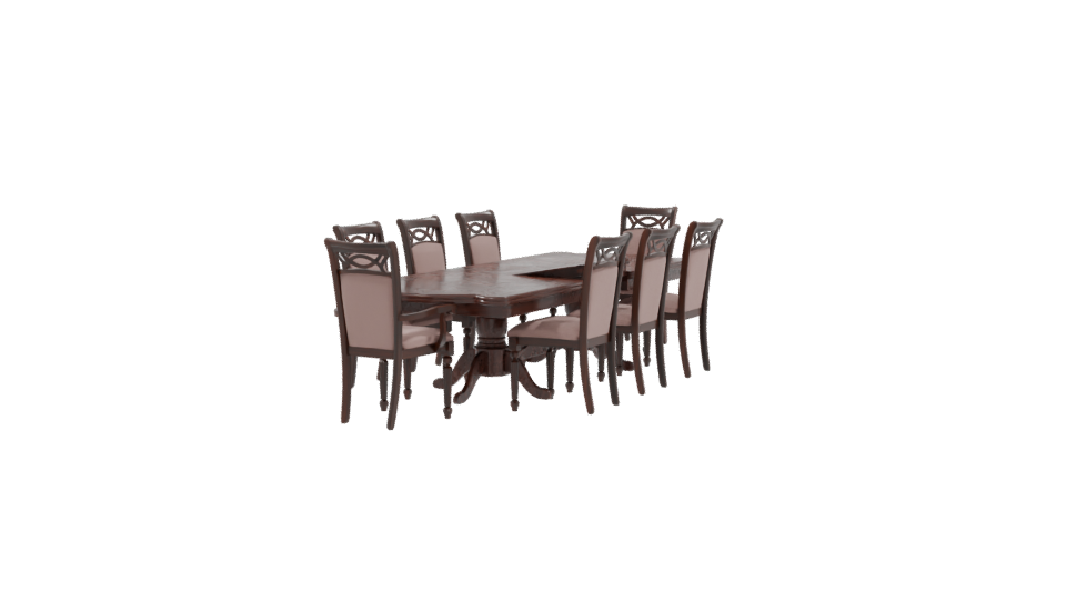 Classic Dining Table Set 3D Model - Professional 3D Model Render 9