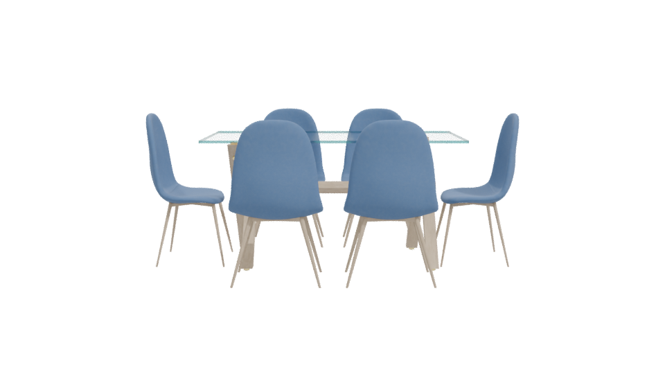 Stylish Glass Dining Table Set - Professional 3D Model Render 11