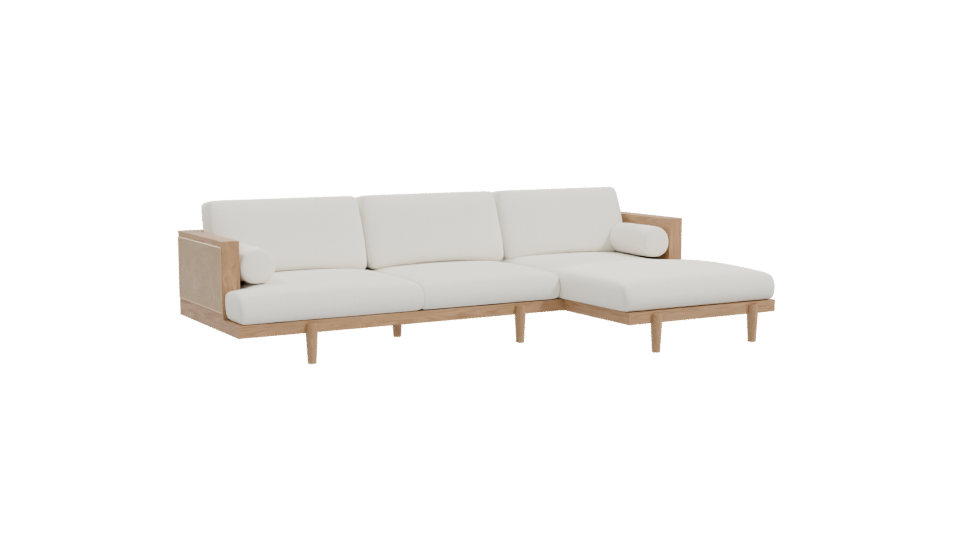Minimalist Wooden Sofa Model - Professional 3D Model Render 10