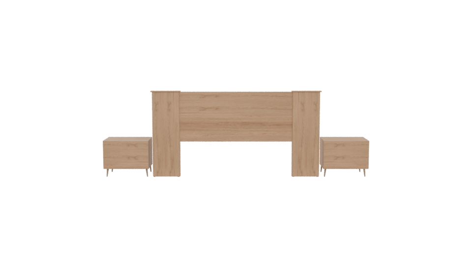 Wooden Headboard with Nightstands 3D - Professional 3D Model Render 5