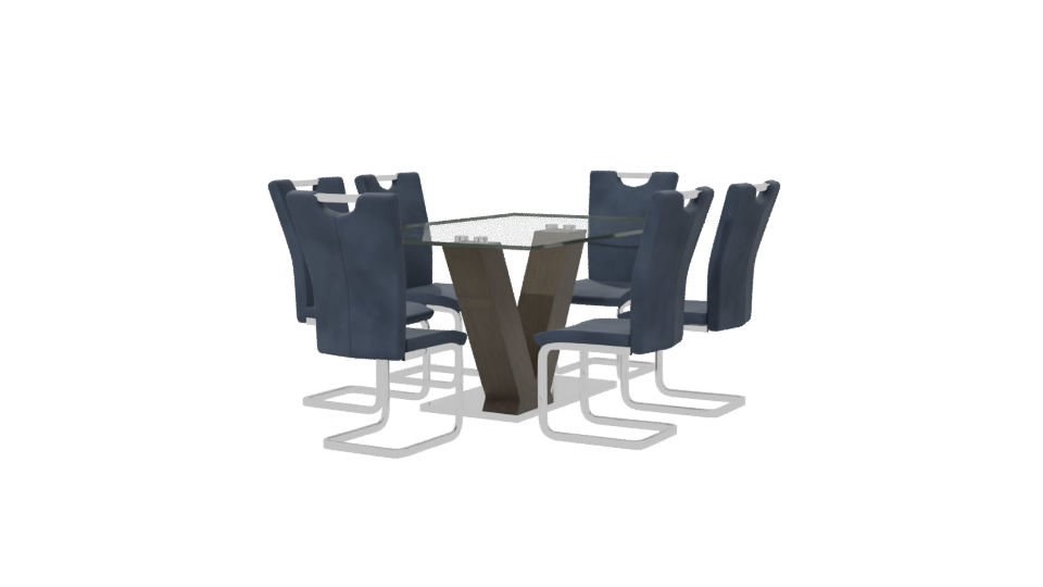 Modern Glass Dining Table Set - Professional 3D Model Render 6