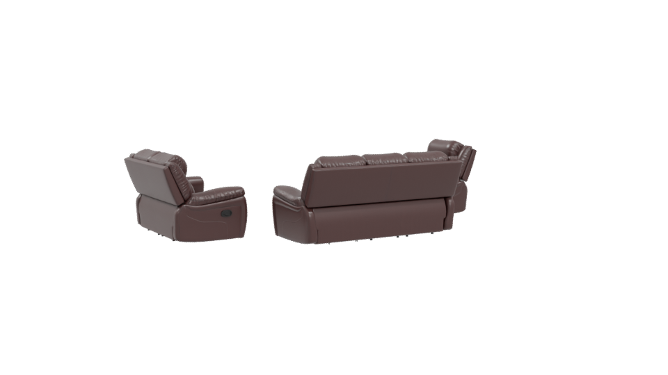 Elegant Reclining Leather Sofa Set - Professional 3D Model Render 4
