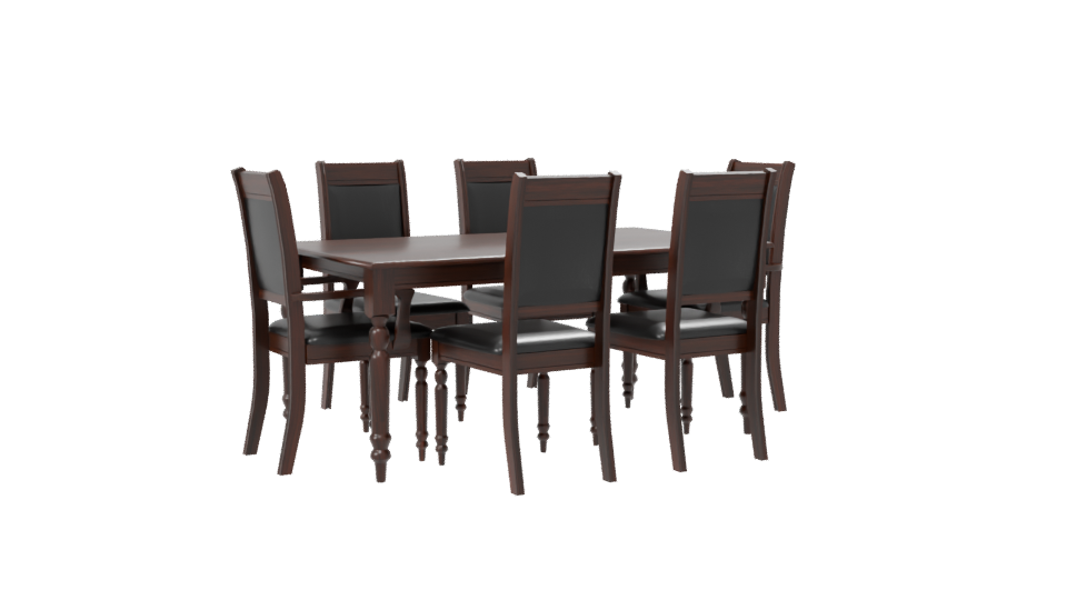 Elegant Wooden Dining Table Set 3D Model - Professional 3D Model Render 7