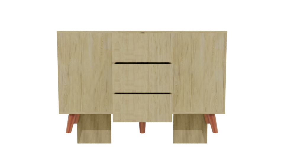 Vintage Wooden Sideboard 3D Model - Professional 3D Model Render 5