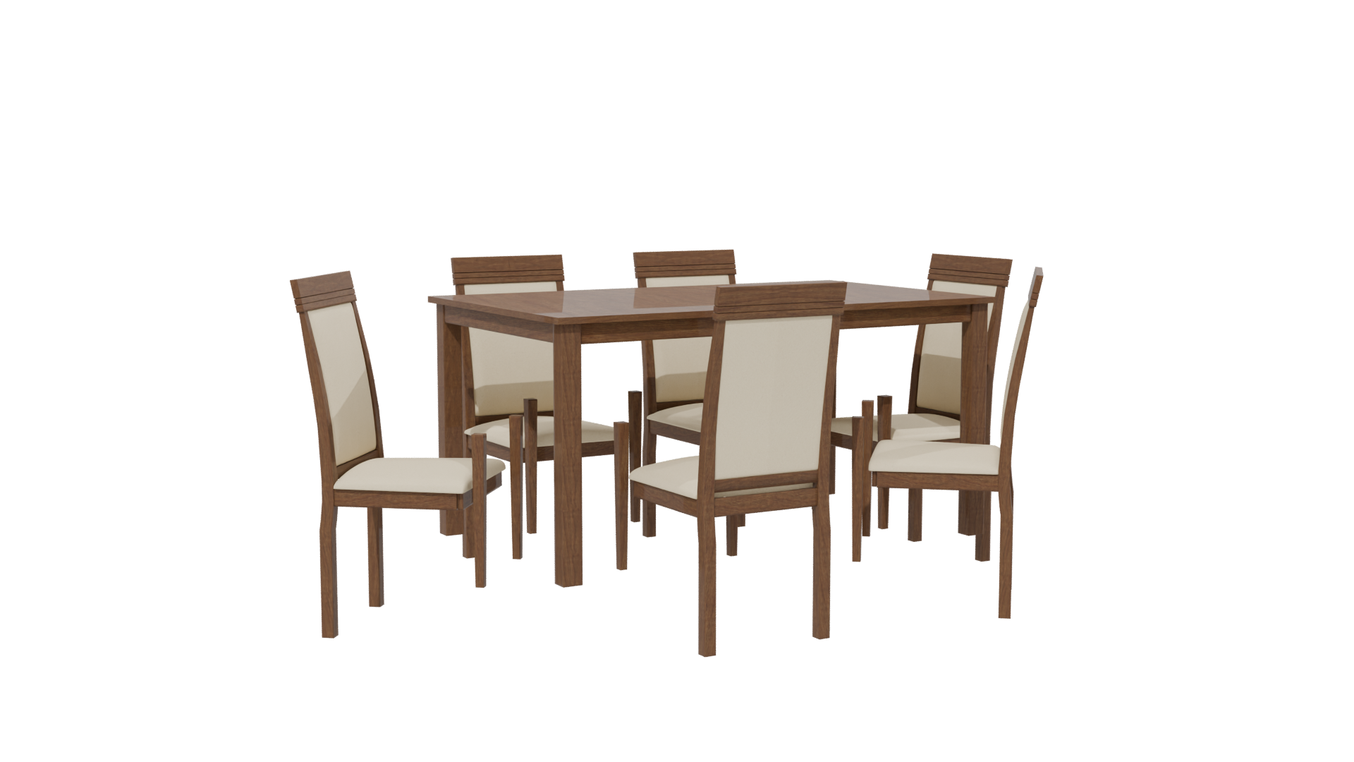 Elegant Wooden Dining Table Set 3D Model - Professional 3D Model Render 22