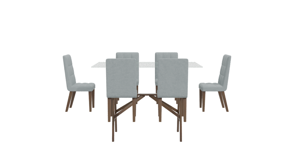 Stylish Glass Dining Table Set - Professional 3D Model Render 11