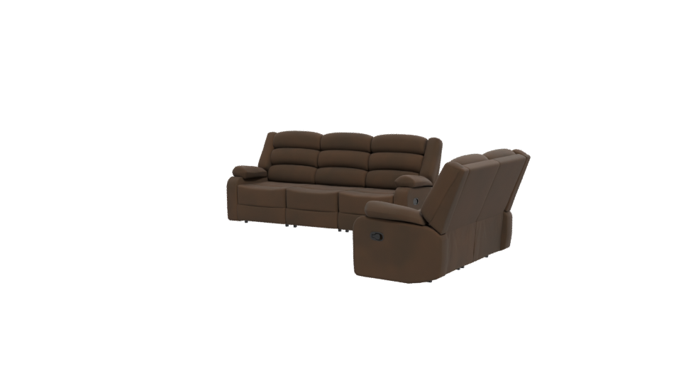 Elegant Brown Reclining Sofa Set 3D Model - Professional 3D Model Render 12