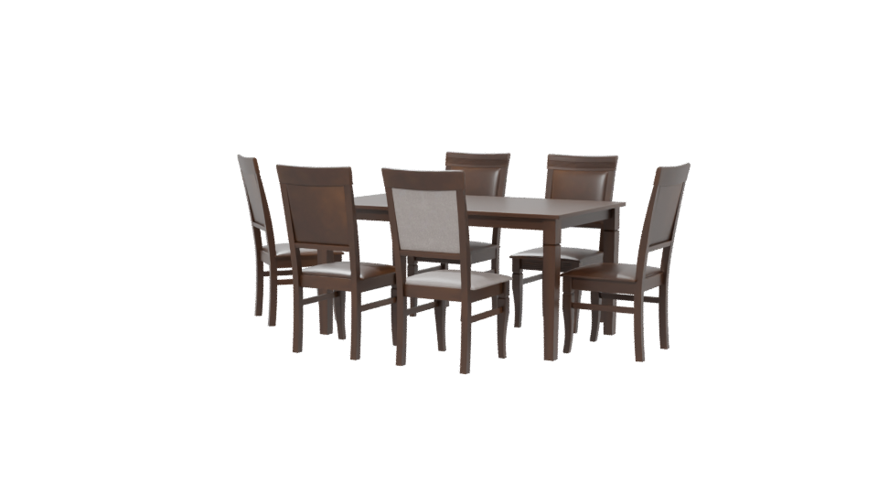 Elegant Wooden Dining Table Set - Professional 3D Model Render 6