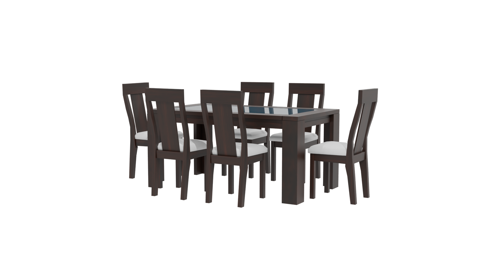 Stylish Wooden Dining Table Set - Professional 3D Model Render 12