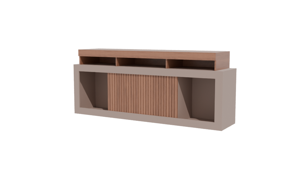 Stylish Wooden Media Console 3D - Professional 3D Model Render 12