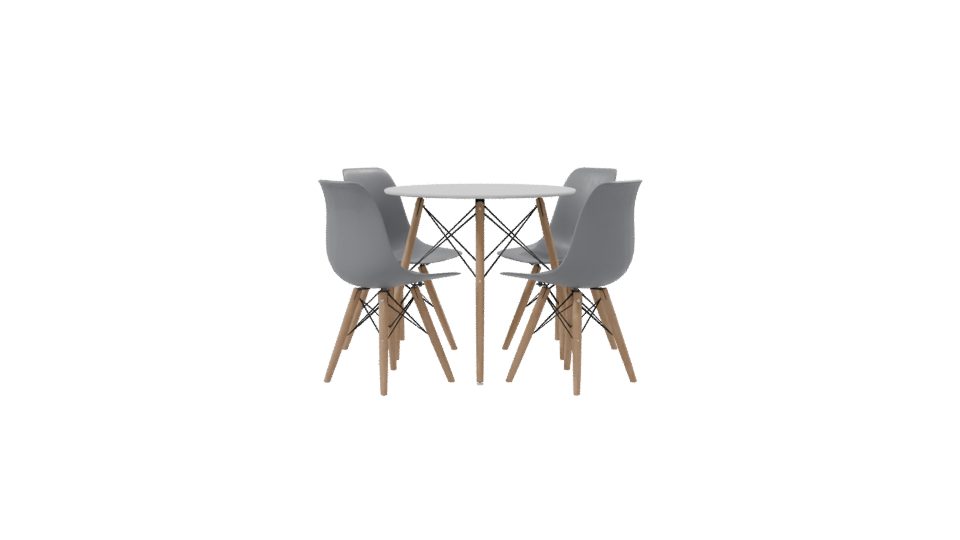 Modern Round Table and Chairs Set - Professional 3D Model Render 8