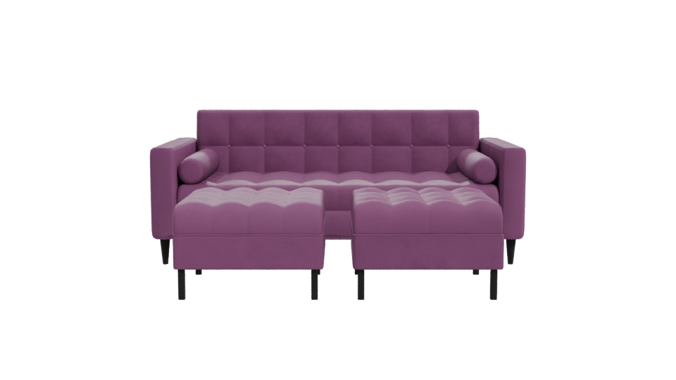Retro Sofa with Poufs 3D Model - Professional 3D Model Render 11